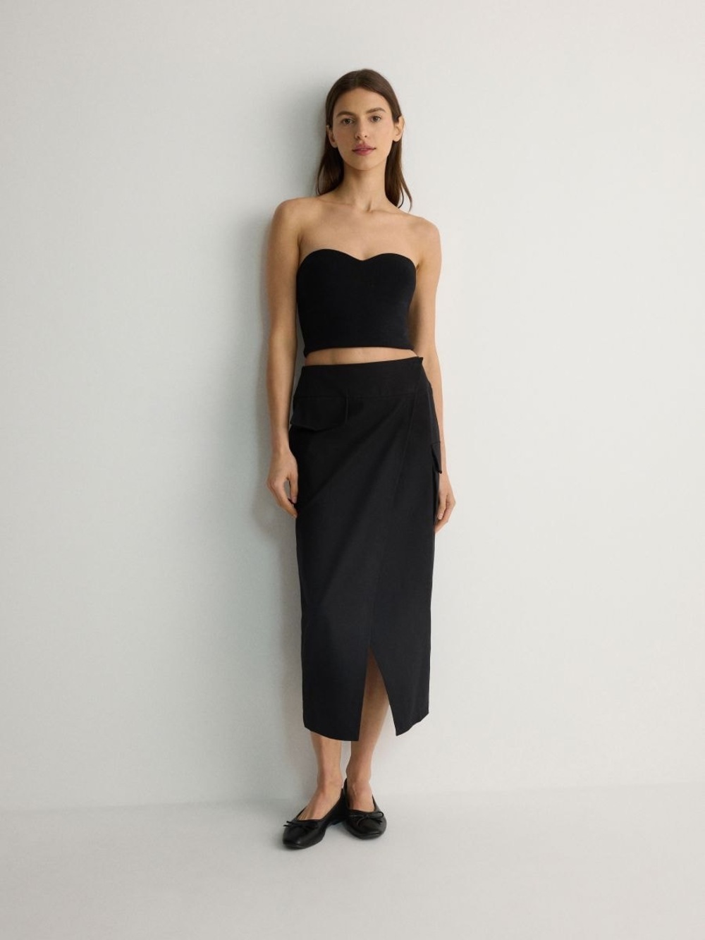 NWT Reserved Black Cargo Midi Wrap Skirt Size XL